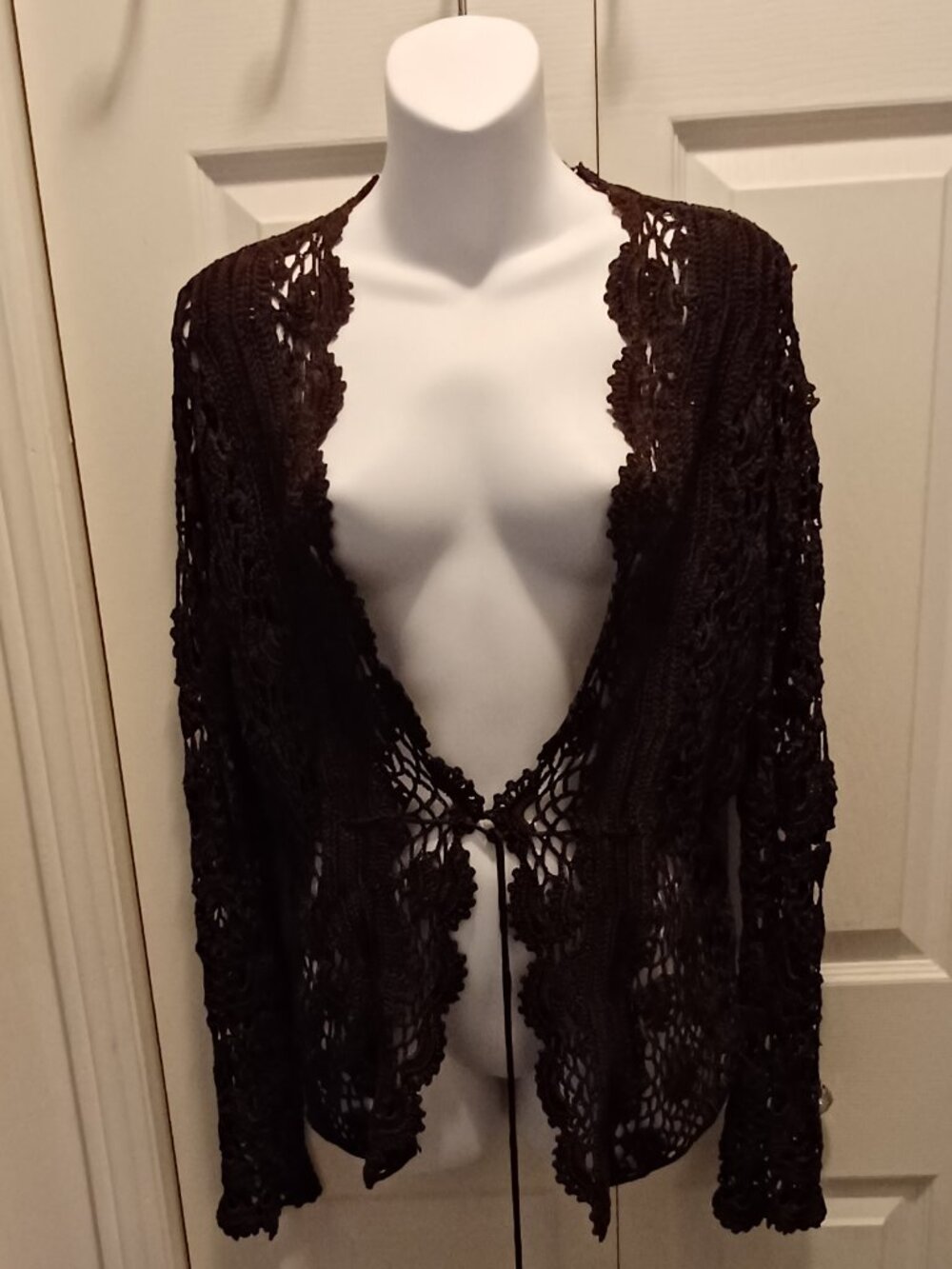 Planet, Dark Chocolate Brown, Crocheted Cardigan, Size Large, NWOT
